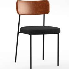 Cadeira Decorativa Para Sala De Jantar Melina L02 Couríssimo Camel Linho Chumbo - Lyam Decor