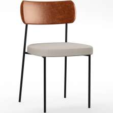 Cadeira Decorativa Para Sala De Jantar Melina L02 Couríssimo Camel Linho Cru - Lyam Decor