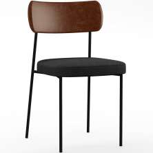 Cadeira Decorativa Para Sala De Jantar Melina L02 Couríssimo Marrom Linho Chumbo - Lyam Decor