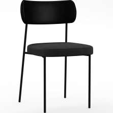 Cadeira Decorativa Para Sala De Jantar Melina L02 Couríssimo Preto Linho Chumbo - Lyam Decor