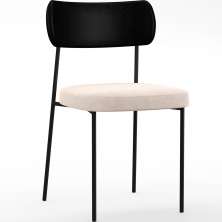 Cadeira Decorativa Para Sala De Jantar Melina L02 Couríssimo Preto Suede Bege - Lyam Decor