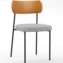 Cadeira Decorativa Para Sala De Jantar Melina L02 Couríssimo Whisky Linho Cinza - Lyam Decor