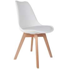 Cadeira Decorativa Para Sala de Jantar Ayla Com Base de Madeira E01 Branco - Lyam Decor
