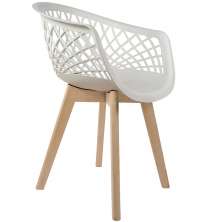 Cadeira Decorativa Para Sala de Jantar Madri Com Base de Madeira E01 Branco - Lyam Decor
