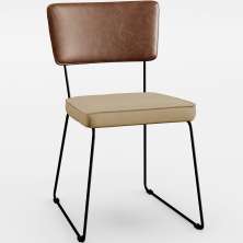 Cadeira Decorativa Sala De Jantar Allana L02 Couríssimo Marrom Linho Bege Escuro - Lyam Decor