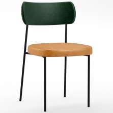 Cadeira Decorativa Sala De Jantar Melina L02 Couríssimo Verde Musgo Couríssimo Whisky - Lyam Decor