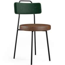Cadeira Estofada Para Sala De Jantar Barcelona L02 Facto Verde Musgo Couríssimo Marrom - Lyam