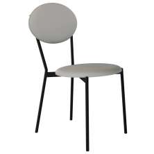 Cadeira Estofada Para Sala de Jantar Azuri Preto C01 Courino Off White - Lyam Decor