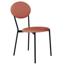 Cadeira Estofada Para Sala de Jantar Azuri Preto C01 Courino Terra Rosê - Lyam Decor