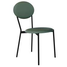 Cadeira Estofada Para Sala de Jantar Azuri Preto C01 Courino Verde Sálvia - Lyam Decor