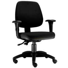 Cadeira Giratória Job L02 Executiva Ergonômica Escritório Tecido Crepe Preto - Lyam Decor
