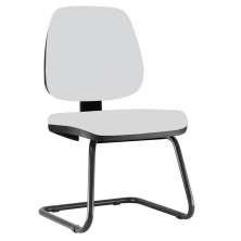 Cadeira Para Escritório Job L02 Fixa Couro Sintético Branco - Lyam Decor