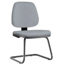 Cadeira Para Escritório Job L02 Fixa Couro Sintético Cinza - Lyam Decor