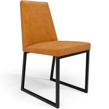 Cadeira Para Sala De Jantar Base Aço Industrial Preto Dafne L02 Couríssimo Whisky - Lyam Decor