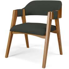 Cadeira Para Sala de Jantar e Estar Living Estofada Suran L02 Linho Verde Musgo - Lyam