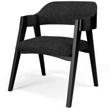 Cadeira Para Sala de Jantar e Estar Living Estofada Suran L02 Preto Linho Chumbo - Lyam