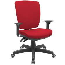 Cadeira de Escritório Diretor Office Base Giratória Preto Alta Flexi P03 Poliéster Vermelho - Lyam