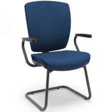 Cadeira de Escritório Fixa Executiva Office Preto Slim Alta Flexi P03 Poliéster Azul - Lyam