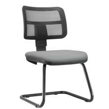 Cadeira de Escritório Recepção Fixa Zip L02 Couro Sintético Cinza - Lyam Decor