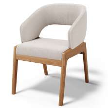 Cadeira de Jantar e Estar Living Estofada Lince L02 Bouclê Cru - Lyam Decor
