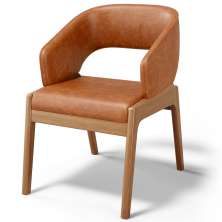Cadeira de Jantar e Estar Living Estofada Lince L02 Couríssimo Camel - Lyam Decor