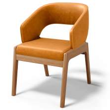 Cadeira de Jantar e Estar Living Estofada Lince L02 Couríssimo Whisky - Lyam Decor