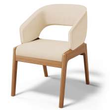 Cadeira de Jantar e Estar Living Estofada Lince L02 Linho Bege Escuro - Lyam Decor