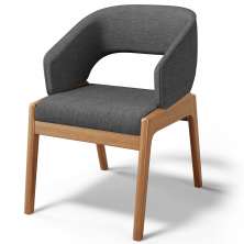 Cadeira de Jantar e Estar Living Estofada Lince L02 Linho Cinza Escuro - Lyam Decor
