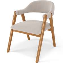 Cadeira de Jantar e Estar Living Estofada Nadja L02 Bouclê Bege - Lyam Decor