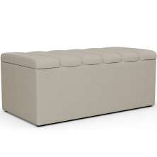 Calçadeira Recamier Baú Para Cama Box Solteiro Dália 100x50 Cm W01 Linho Bege - Lyam Decor