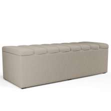 Calçadeira Recamier Baú Para Cama De Casal Dália 140x50 Cm W01 Linho Bege - Lyam Decor