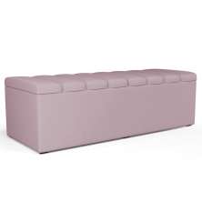 Calçadeira Recamier Baú Para Cama De Casal Dália 140x50 Cm W01 Suede Rosê - Lyam Decor