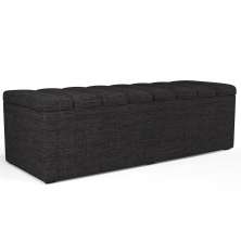 Calçadeira Recamier Baú Para Cama De Casal Queen Dália 160x50 Cm W01 Linho Chumbo - Lyam Decor
