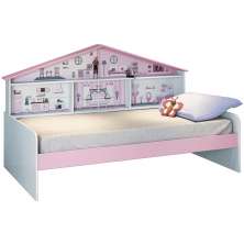 Cama Infantil Com Casa De Boneca Quarto Anna P04 Branco Rosa - Lyam Decor