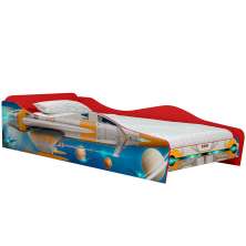 Cama Infantil Com Proteção Lateral Quarto Chess Led P04 Vermelho Azul - Lyam Decor