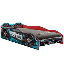 Cama Infantil Com Proteção Lateral Quarto Speed Run Led P04 Vermelho Azul - Lyam Decor