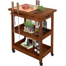 Carrinho Churrasco Gourmet Churrasqueira Com Tábua De Corte W02 Madeira Maciça Imbuia - Lyam Decor