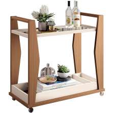 Carrinho Decorativo Para Sala Bar Café Multiuso 90cm B01 Belga Off White Nature - Lyam Decor