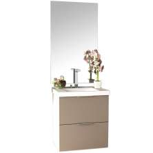Conjunto Banheiro Gabinete 60cm Com Lavatório E Espelho Pietra B06 Gianduia Brilho - Lyam Decor