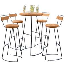 Conjunto De Mesa Bistrô Ravi Com 04 Banquetas Em Madeira Maciça Mahal D01 Peroba Rosa - Lyam Decor
