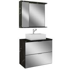 Conjunto Para Banheiro Gabinete 80cm 03 Gavetas Com Cuba E Armário Loft B06 Portoro - Lyam Decor