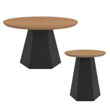 Conjunto Para Sala De Estar Mesa De Centro E Mesa De Canto Ferrara D03 Freijó Preto - Lyam Decor