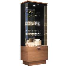 Cristaleira Nicho Adega com Led Portas de Vidro Dominic B01 Preto Nature - Lyam Decor