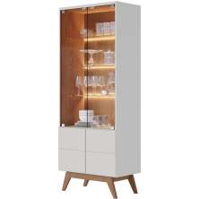 Cristaleira Para Sala De Jantar Com 02 Portas Martin C04 Off White Matte Freijó - Lyam