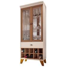 Cristaleira com Nicho Adega 02 Portas Luma B01 Off White Nature - Lyam Decor
