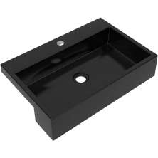 Cuba de Semi Encaixe Retangular C01 Para Banheiro XRT55 Preto Brilho - Lyam Decor