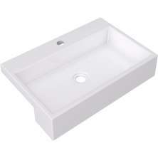 Cuba de Semi Encaixe Retangular Para Banheiro XRT55 C01 Branco - Lyam Decor