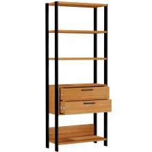 Estante 5 Prateleiras 02 Gavetas Escritório Trend D03 185x73 cm Freijó Preto Fosco - Lyam Decor