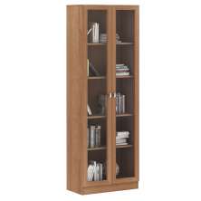 Estante Escritório Home Office 2 Portas De Vidro 4 Prateleiras Cannes 171cm T01 Amêndoa - Lyam Decor