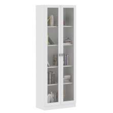 Estante Escritório Home Office 2 Portas De Vidro 4 Prateleiras Cannes 171x59 T01 Branco - Lyam Decor